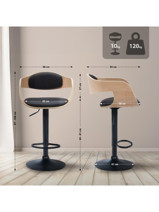 Juego de 2 taburetes de bar Kingston B piel sintética, natural/negro Juego de 2 taburetes de bar Kingston B piel sintética, natural/negro