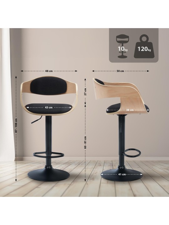 Juego de 2 taburetes de bar Kingston B tela, natural/negro Juego de 2 taburetes de bar Kingston B tela, natural/negro