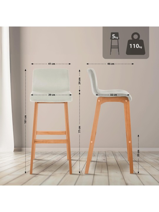 Taburete de bar Hoover Velvet Natura, crema