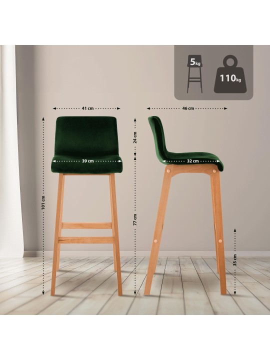 Taburete de bar Hoover Velvet Natura, verde