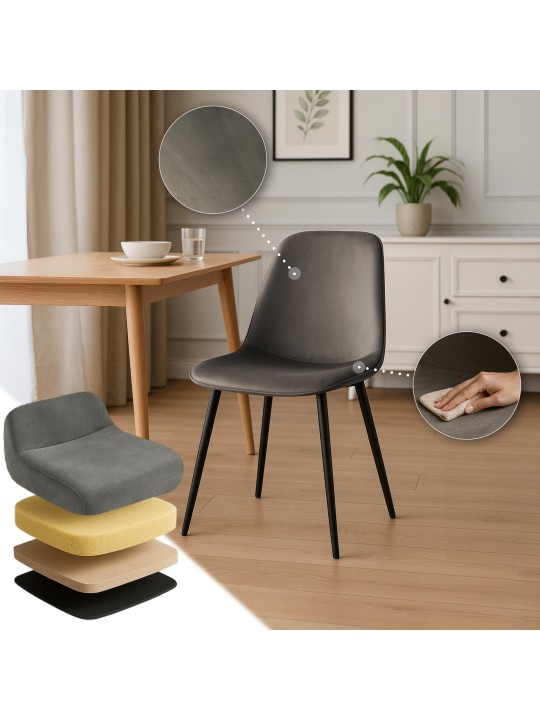 Juego de 2 sillas de comedor de terciopelo Maryam, antracita