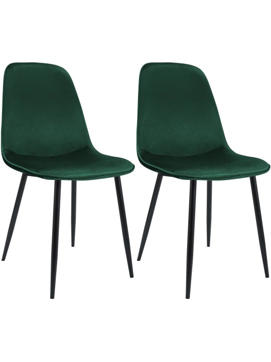 Juego de 2 sillas de comedor de terciopelo Maryam, verde