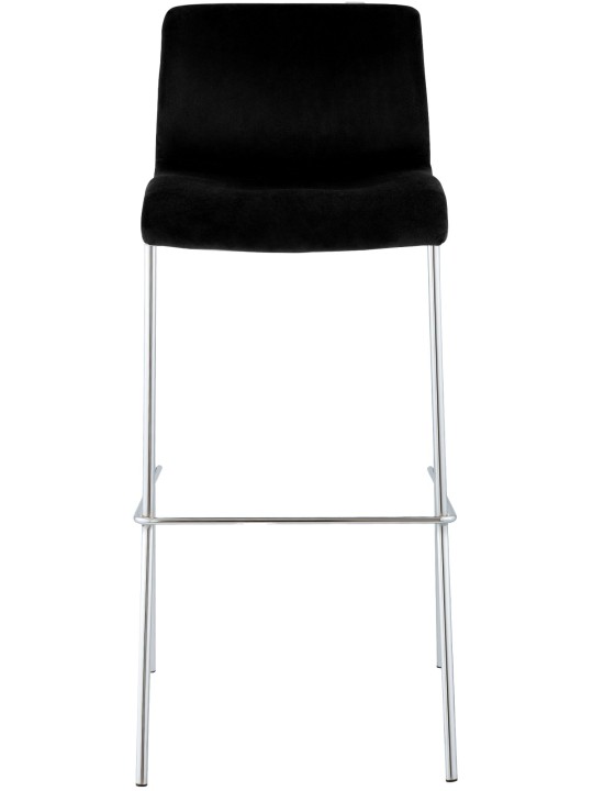 Taburete de bar Hoover terciopelo 4 pies cromo, negro
