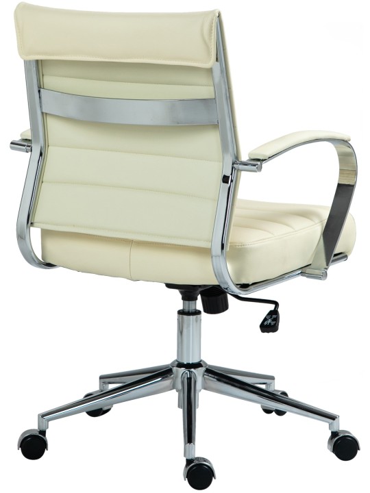 Silla de oficina Oakland cuero auténtico, crema