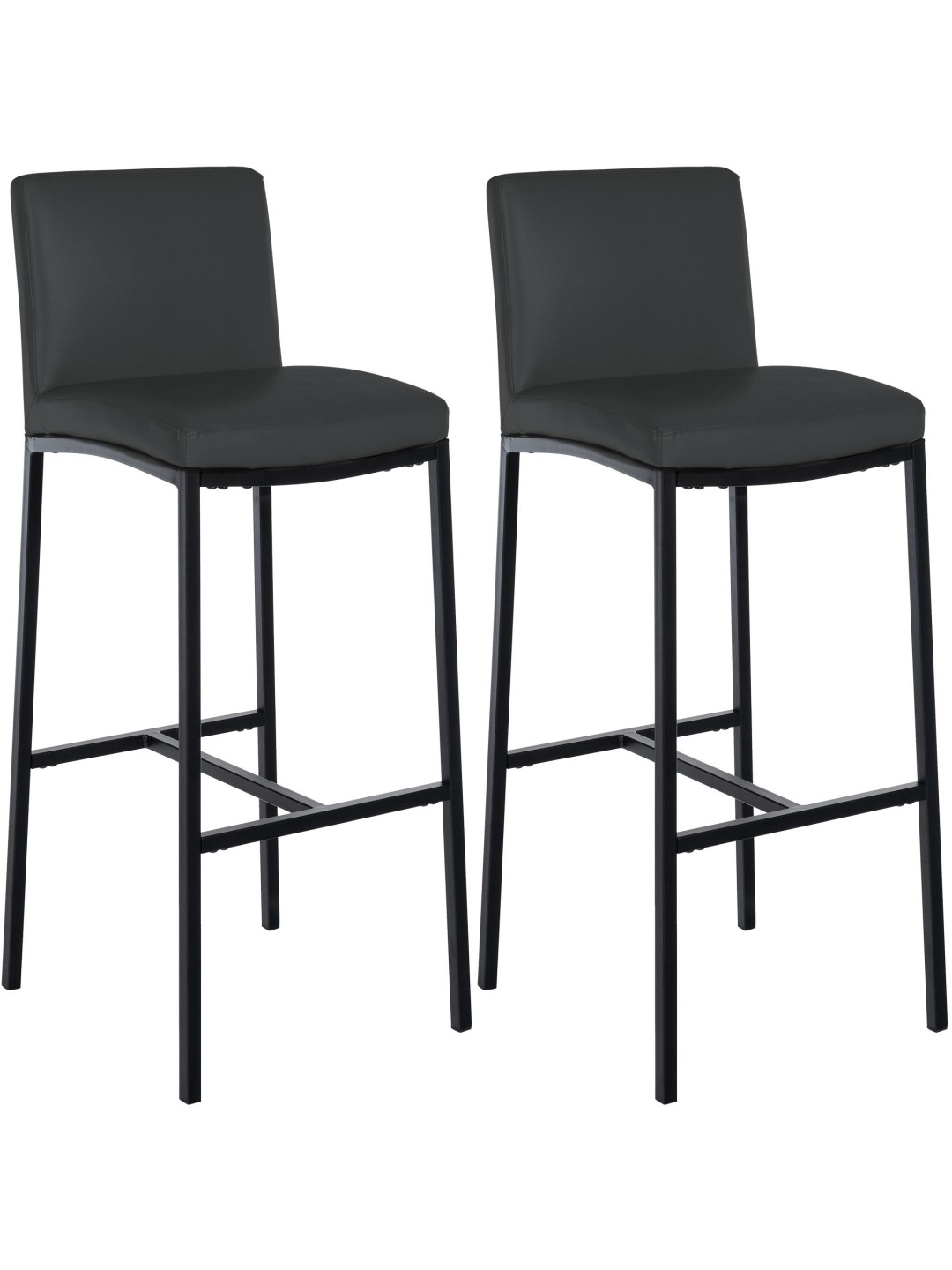 Juego de 2 taburetes de bar Freeport piel sintética B, gris oscuro