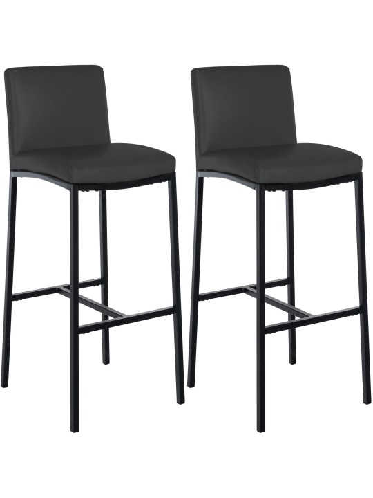 Juego de 2 taburetes de bar Freeport piel sintética B, gris oscuro