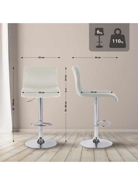 Taburete de bar Hoover terciopelo C, crema