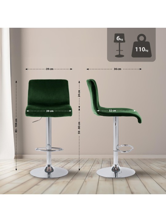 Taburete de bar Hoover terciopelo C, verde
