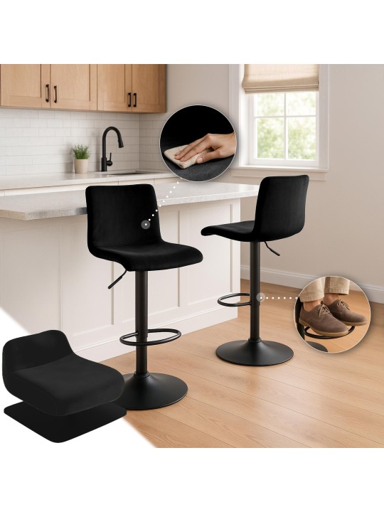 Taburete de bar Hoover terciopelo B, negro