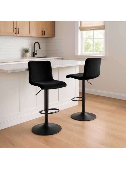 Taburete de bar Hoover terciopelo B, negro