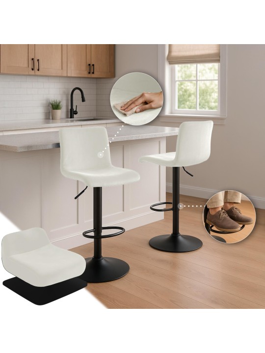 Taburete de bar Hoover terciopelo B, crema