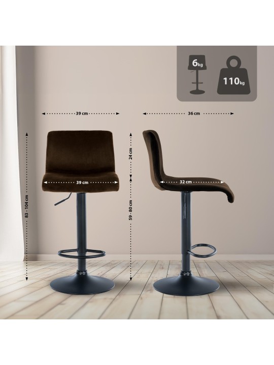 Taburete de bar Hoover terciopelo B, marrón