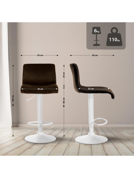 Taburete de bar Hoover terciopelo W, marrón