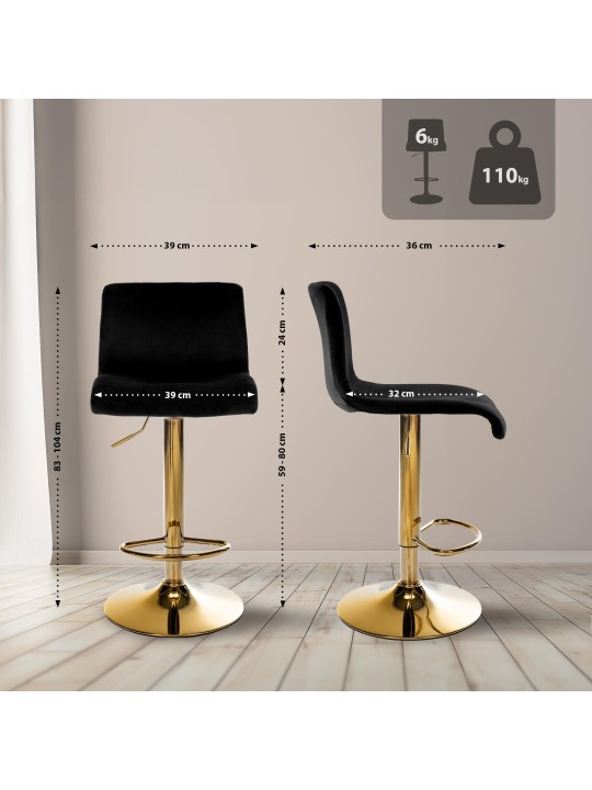 Taburete de bar Hoover terciopelo G, negro