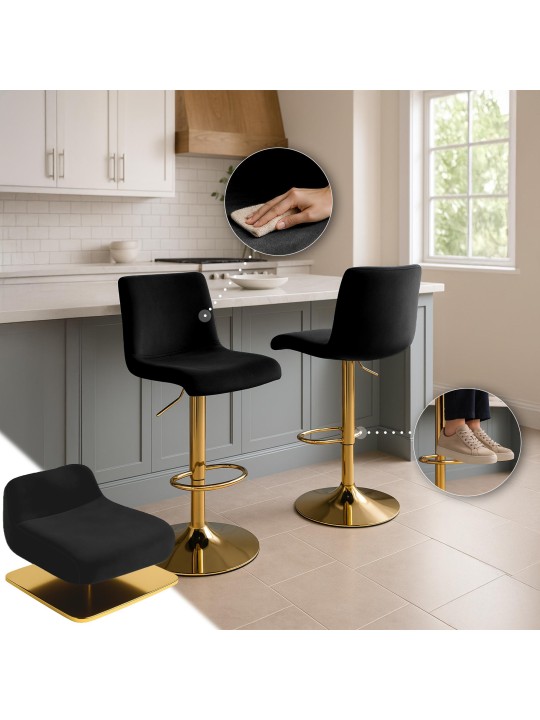 Taburete de bar Hoover terciopelo G, negro