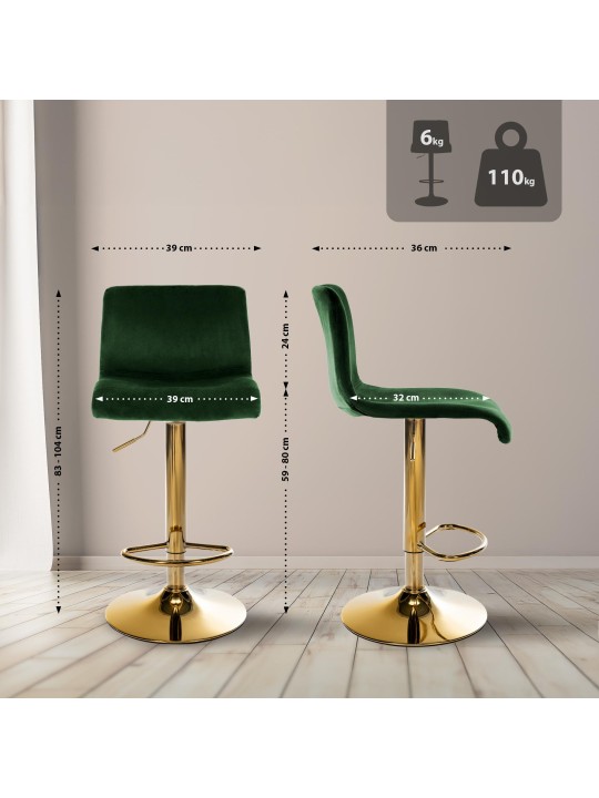 Taburete de bar Hoover terciopelo G, verde