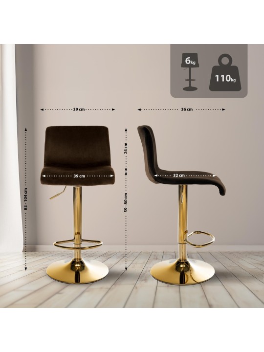 Taburete de bar Hoover terciopelo G, marrón Taburete de bar Hoover terciopelo G, marrón