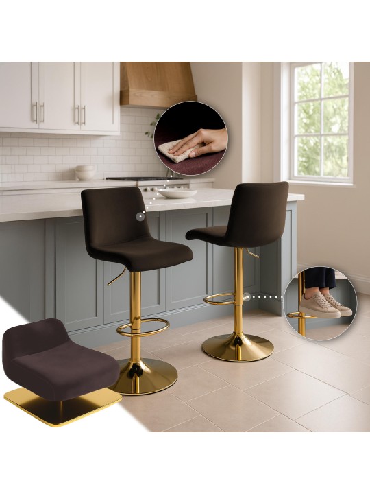 Taburete de bar Hoover terciopelo G, marrón Taburete de bar Hoover terciopelo G, marrón