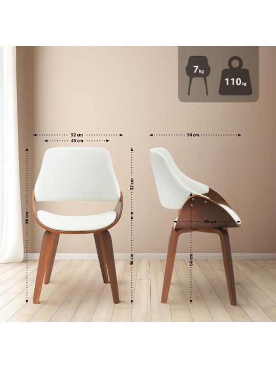 Juego de 2 sillas de comedor Vangale, nogal/blanco Juego de 2 sillas de comedor Vangale, nogal/blanco