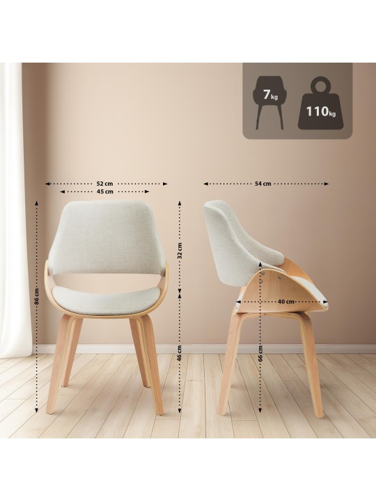 Juego de 2 sillas de comedor Vangale, natural/crema