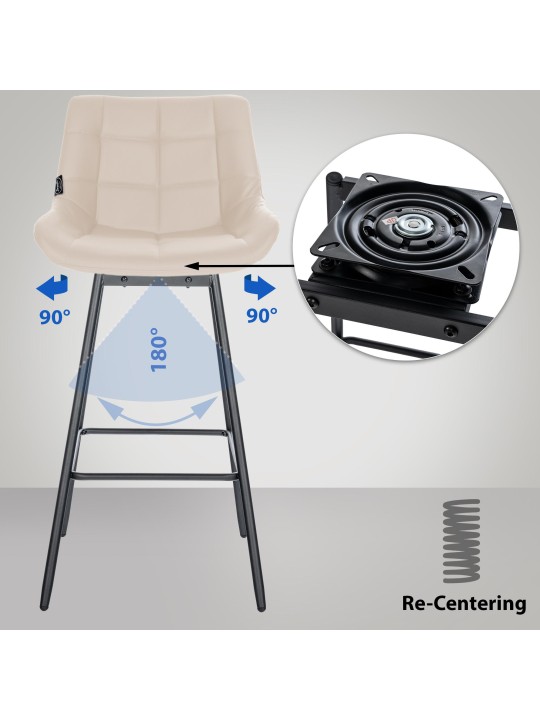 Juego de 4 taburetes de bar giratorios Weston de piel sintética, crema