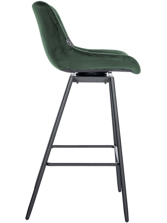 Juego de 4 taburetes de bar giratorios de terciopelo Weston, verde oscuro