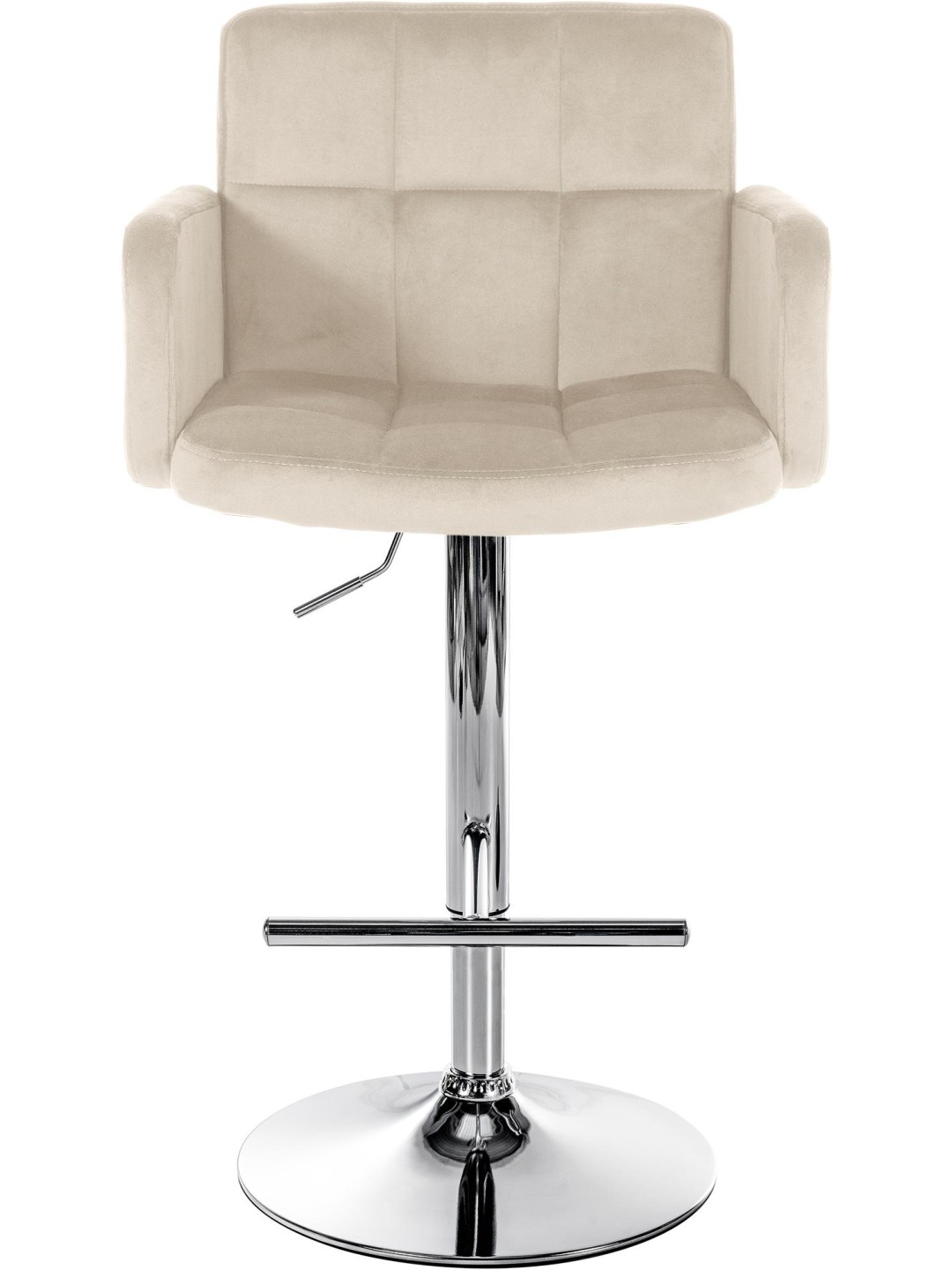 Juego de 2 taburetes de bar Los Angeles terciopelo cromado, crema