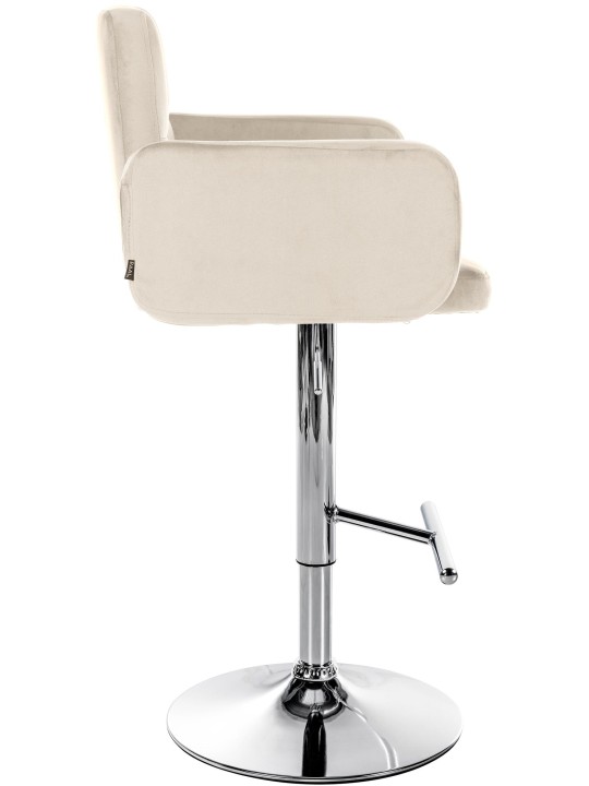 Juego de 2 taburetes de bar Los Angeles terciopelo cromado, crema