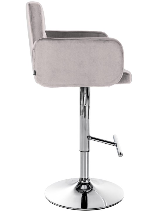 Juego de 2 taburetes de bar Los Angeles terciopelo cromado, gris Juego de 2 taburetes de bar Los Angeles terciopelo cromado, gris