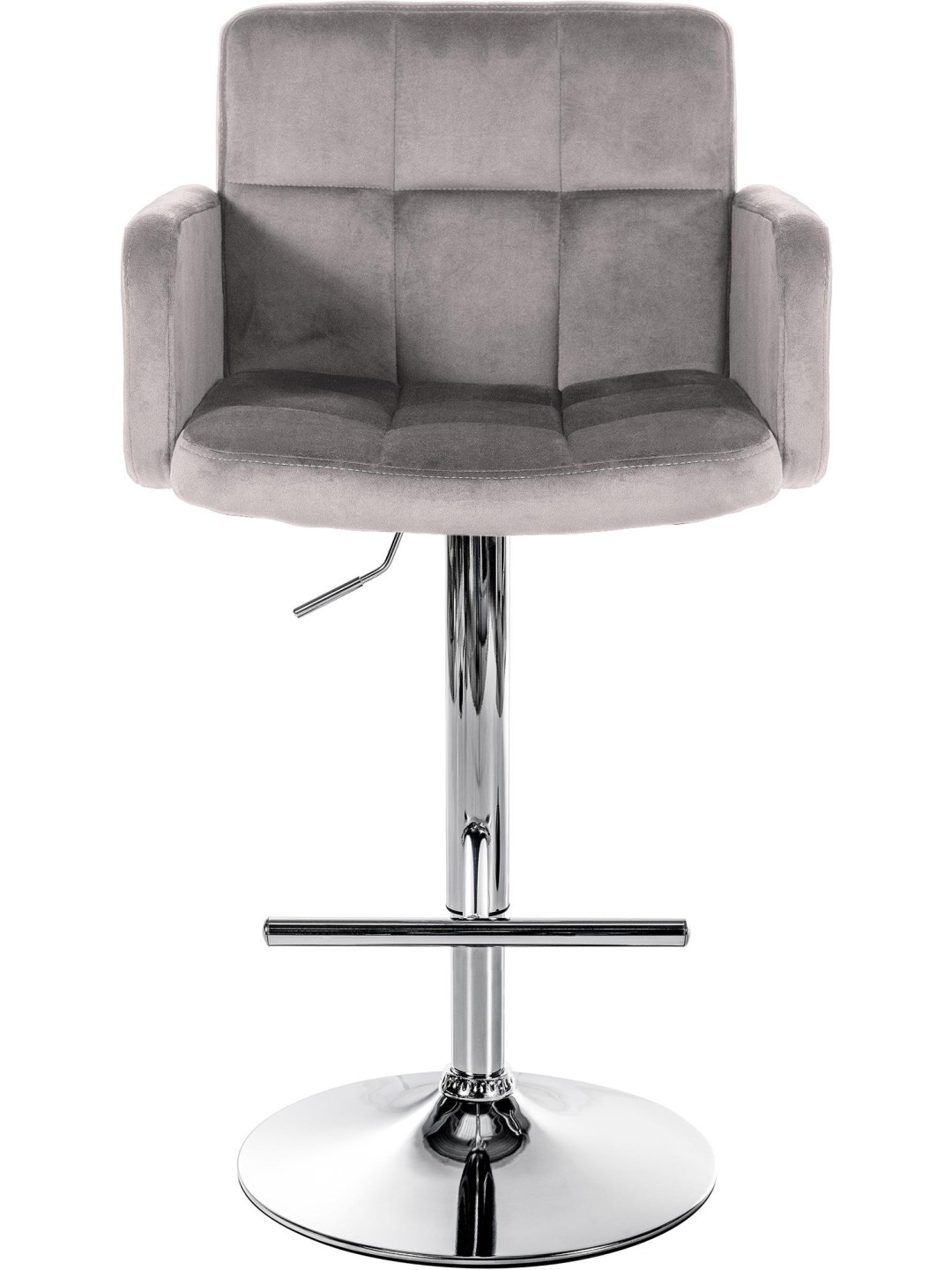 Juego de 2 taburetes de bar Los Angeles terciopelo cromado, gris