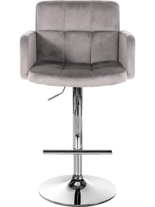 Juego de 2 taburetes de bar Los Angeles terciopelo cromado, gris Juego de 2 taburetes de bar Los Angeles terciopelo cromado, gris