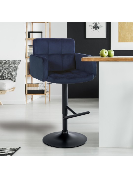 Juego de 2 taburetes de bar Los Ángeles terciopelo, azul Juego de 2 taburetes de bar Los Ángeles terciopelo, azul