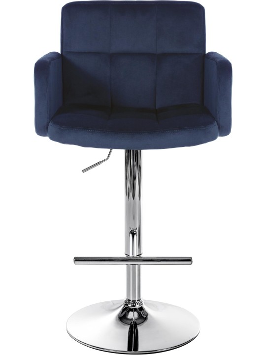 Juego de 2 taburetes de bar Los Angeles terciopelo cromado, azul