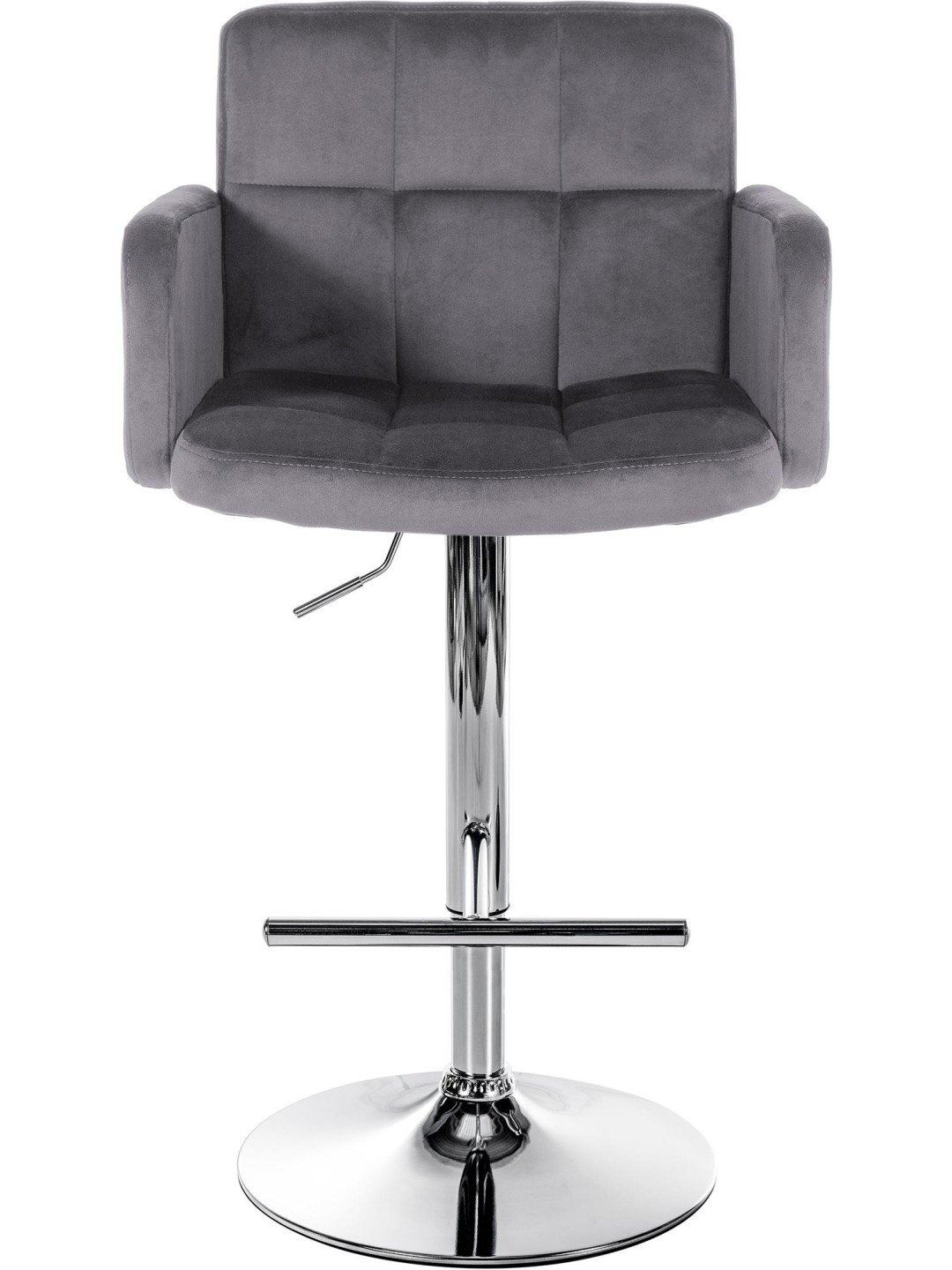 Juego de 2 taburetes de bar Los Angeles terciopelo cromado, gris oscuro
