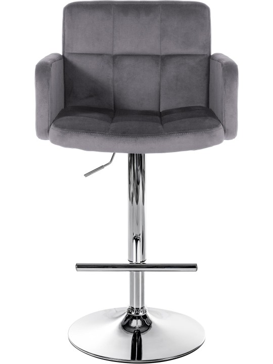 Juego de 2 taburetes de bar Los Angeles terciopelo cromado, gris oscuro