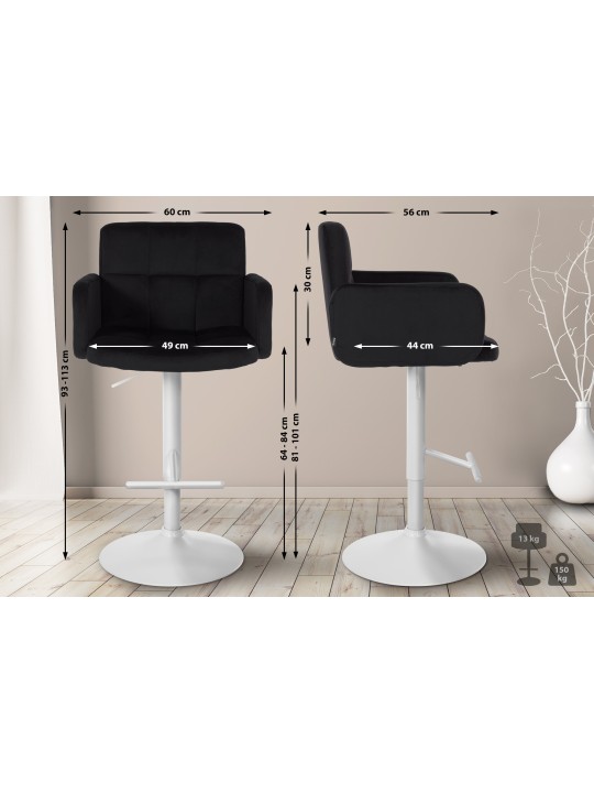 Juego de 2 taburetes de bar Los Ángeles terciopelo, negro Juego de 2 taburetes de bar Los Ángeles terciopelo, negro