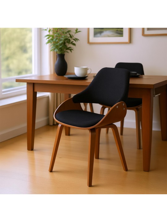 Juego de 2 sillas de comedor Vangale, nogal/negro Juego de 2 sillas de comedor Vangale, nogal/negro