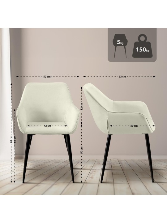 Silla de comedor Vessa tela, crema