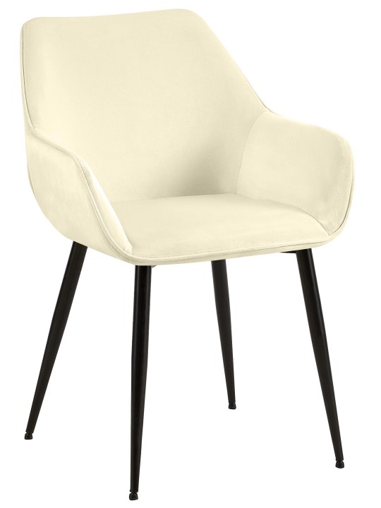 Silla de comedor Vessa terciopelo, crema