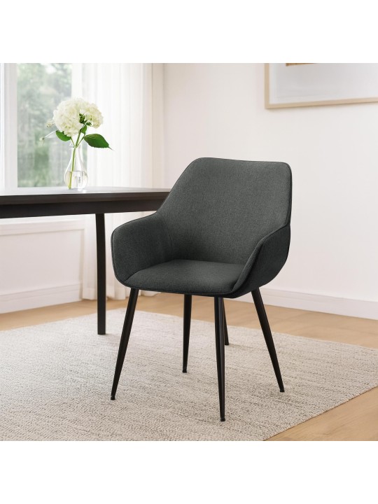 Juego de 2 sillas de comedor tela Vessa, gris oscuro