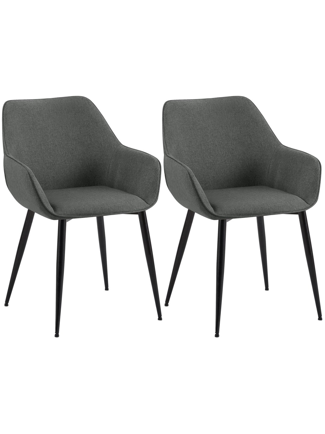 Juego de 2 sillas de comedor tela Vessa, gris oscuro