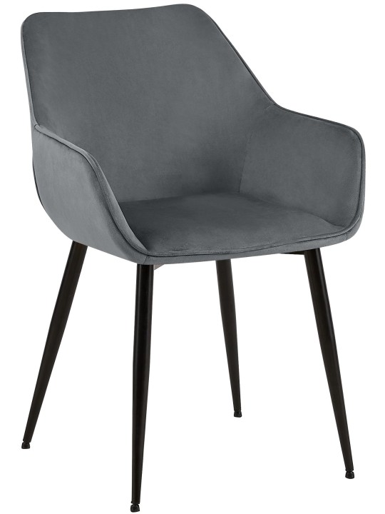 Silla de comedor Luena terciopelo, gris oscuro