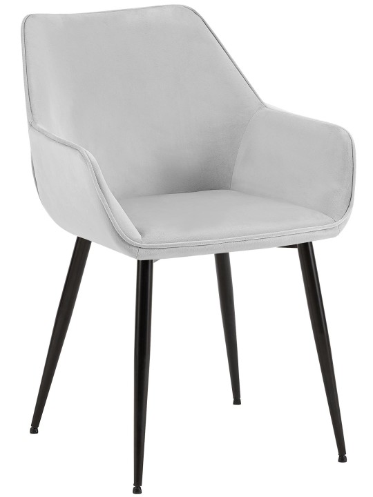 Silla de comedor Luena terciopelo, gris claro
