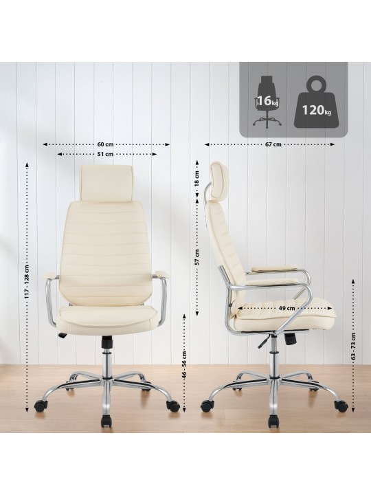 Silla de oficina Rako, crema