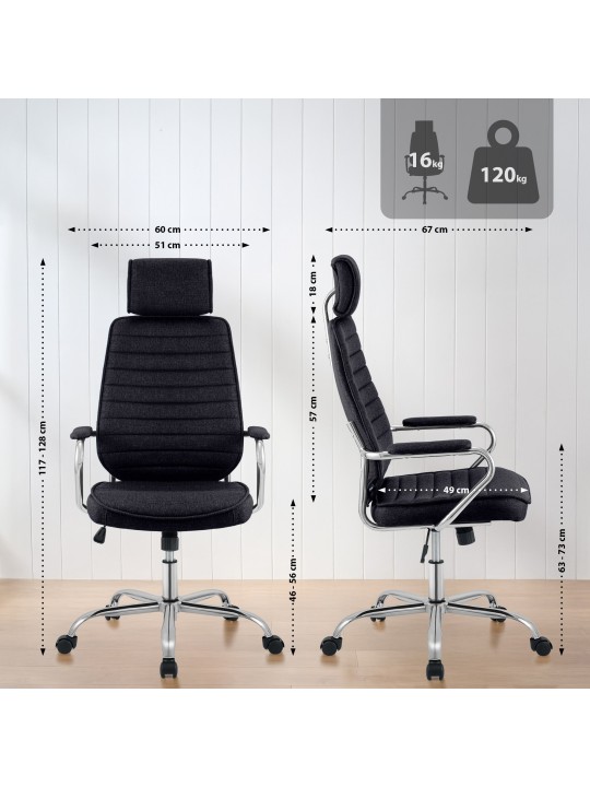 Silla de oficina Rako tela, negro