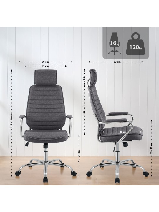 Silla de oficina Rako tela, gris oscuro