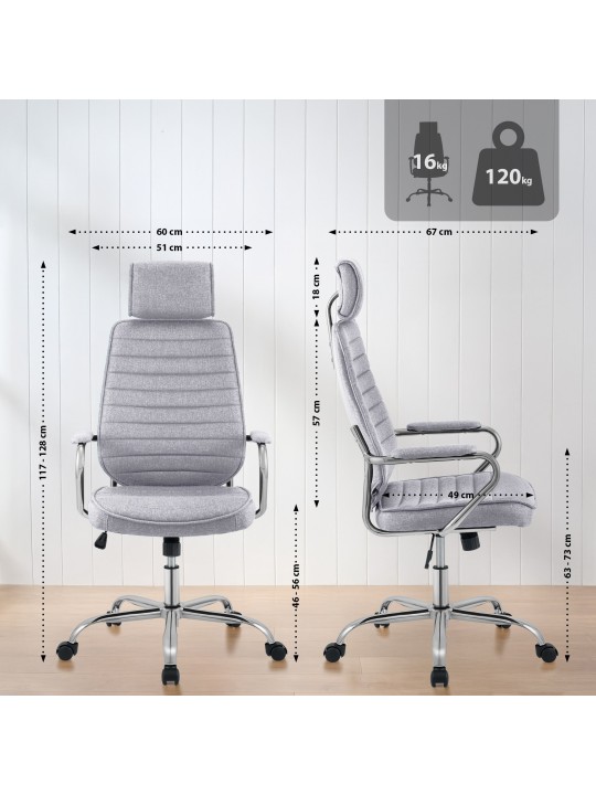 Silla de oficina Rako tela, gris claro