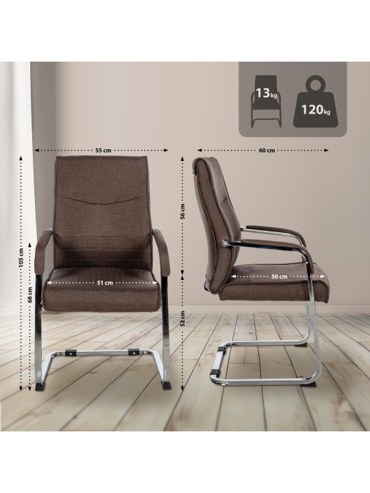 Juego de 2 sillas de visita tela Hobart, marrón