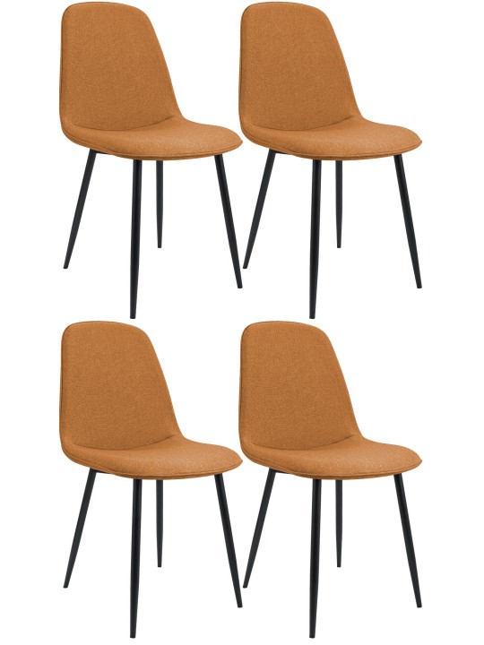 Juego de 4 sillas de comedor tela Maryam, naranja Juego de 4 sillas de comedor tela Maryam, naranja