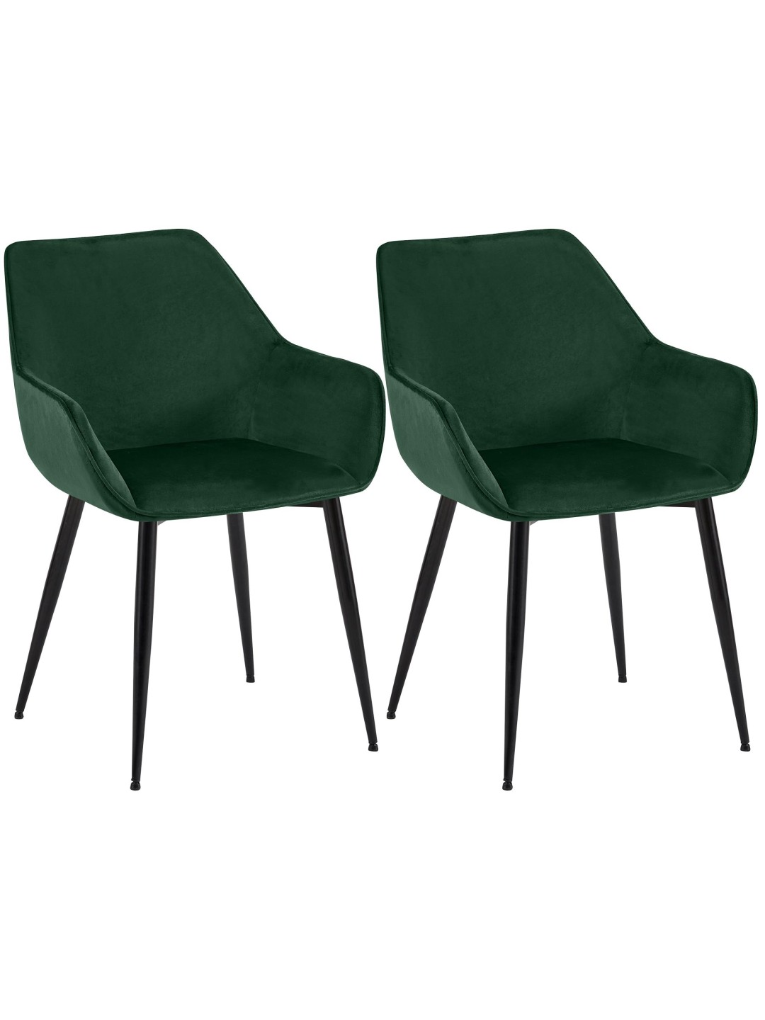 Juego de 2 sillas de comedor Luena terciopelo, verde